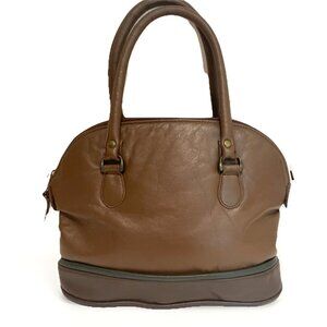 Vintage Y2K Jaclyn Smith Leather Top Handle Handbag Satchel Purse Brown Zip Top